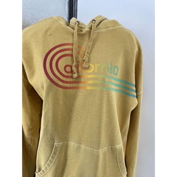 Old Navy Y2K Hoodie Women's Small Yellow California Rainbow Distressed - Picture 14 of 14